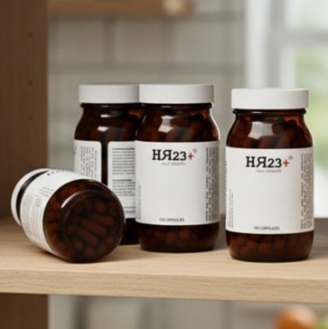 Four bottles of HR23+ hair supplement